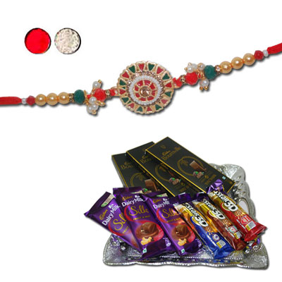 "Rakhi - ZR-5010 A (Single Rakhi), Choco Thali - code RC02 - Click here to View more details about this Product